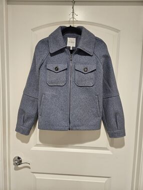 Avec Les Filles Kids Light Blue Wool-Blend Pea Coat #972